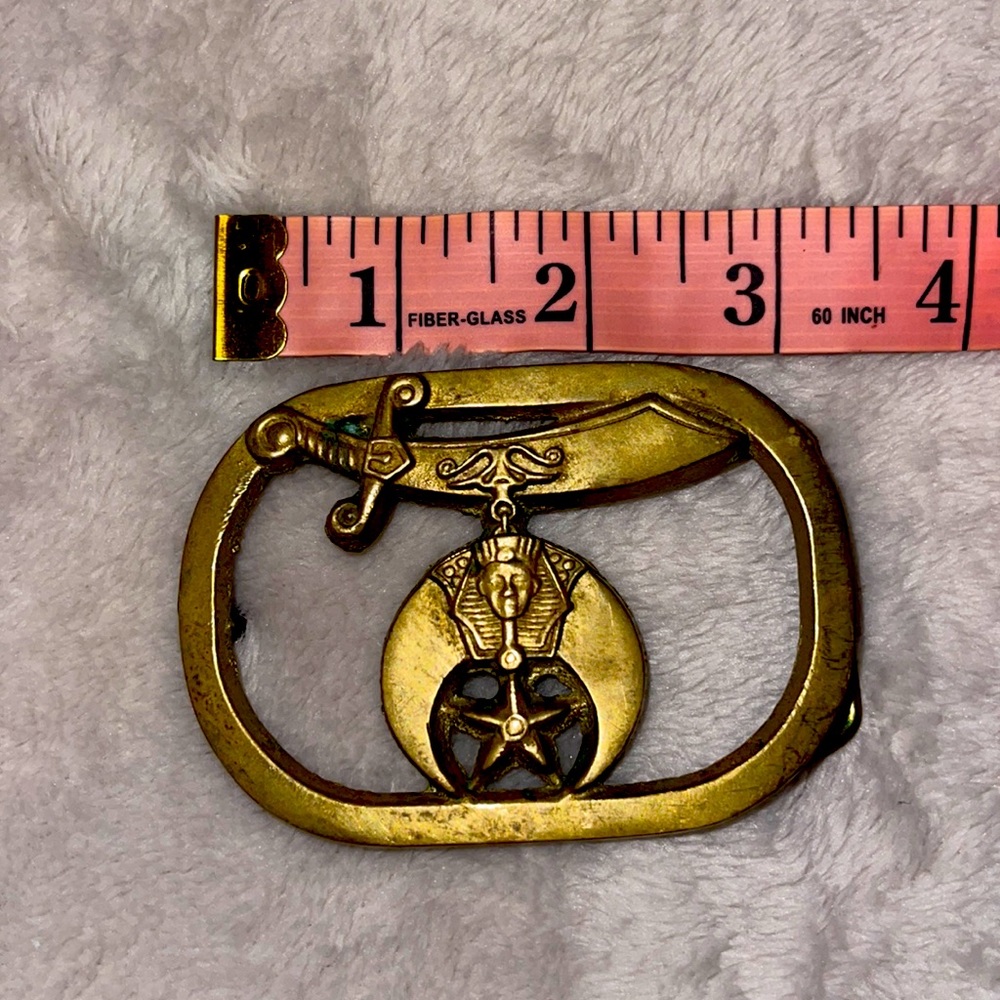 Vintage 80s Masonic Freemason Cast Solid Brass
Baron Belt Buckle